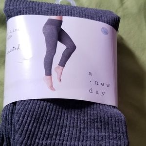 Womens Ribbed Fleece Lined Leggings A 